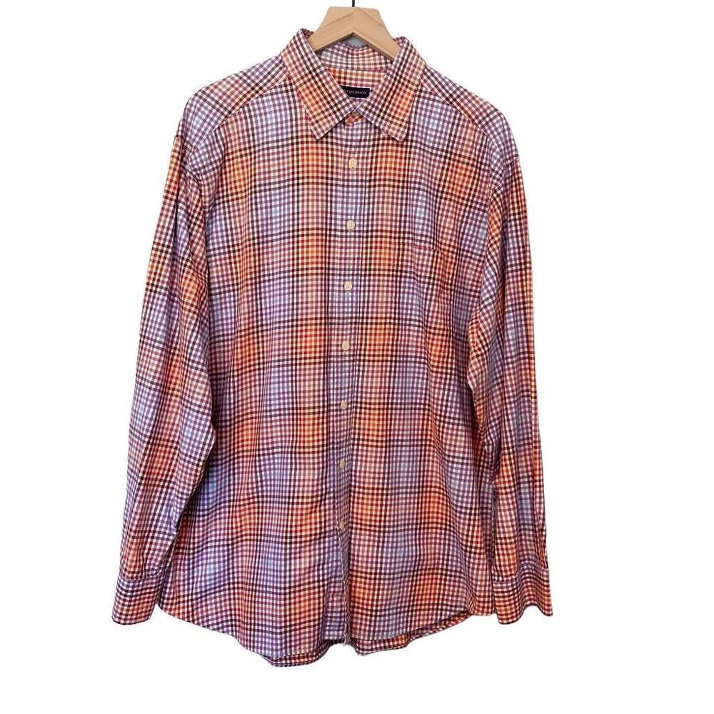 Henry Jacobson XL Pastel Check Button Down Dress Shirt Purple Pink Blue White